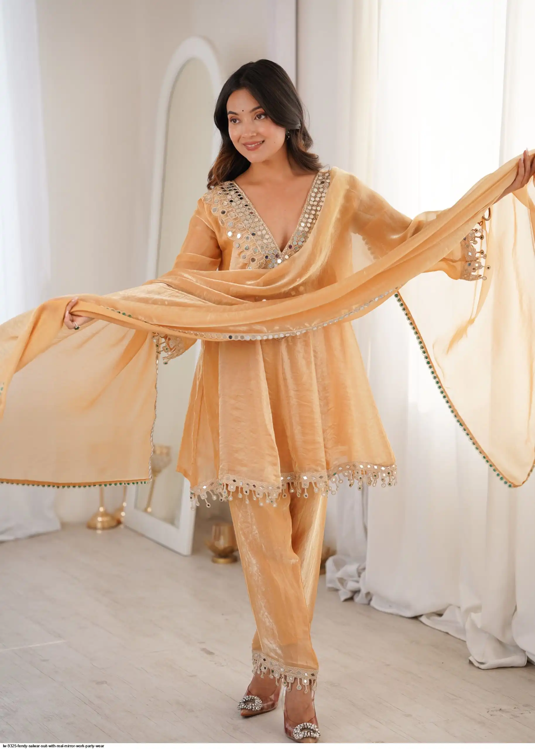 FENDY SALWAR SUIT WITH REAL MIRROR WORK PARTY WEAR