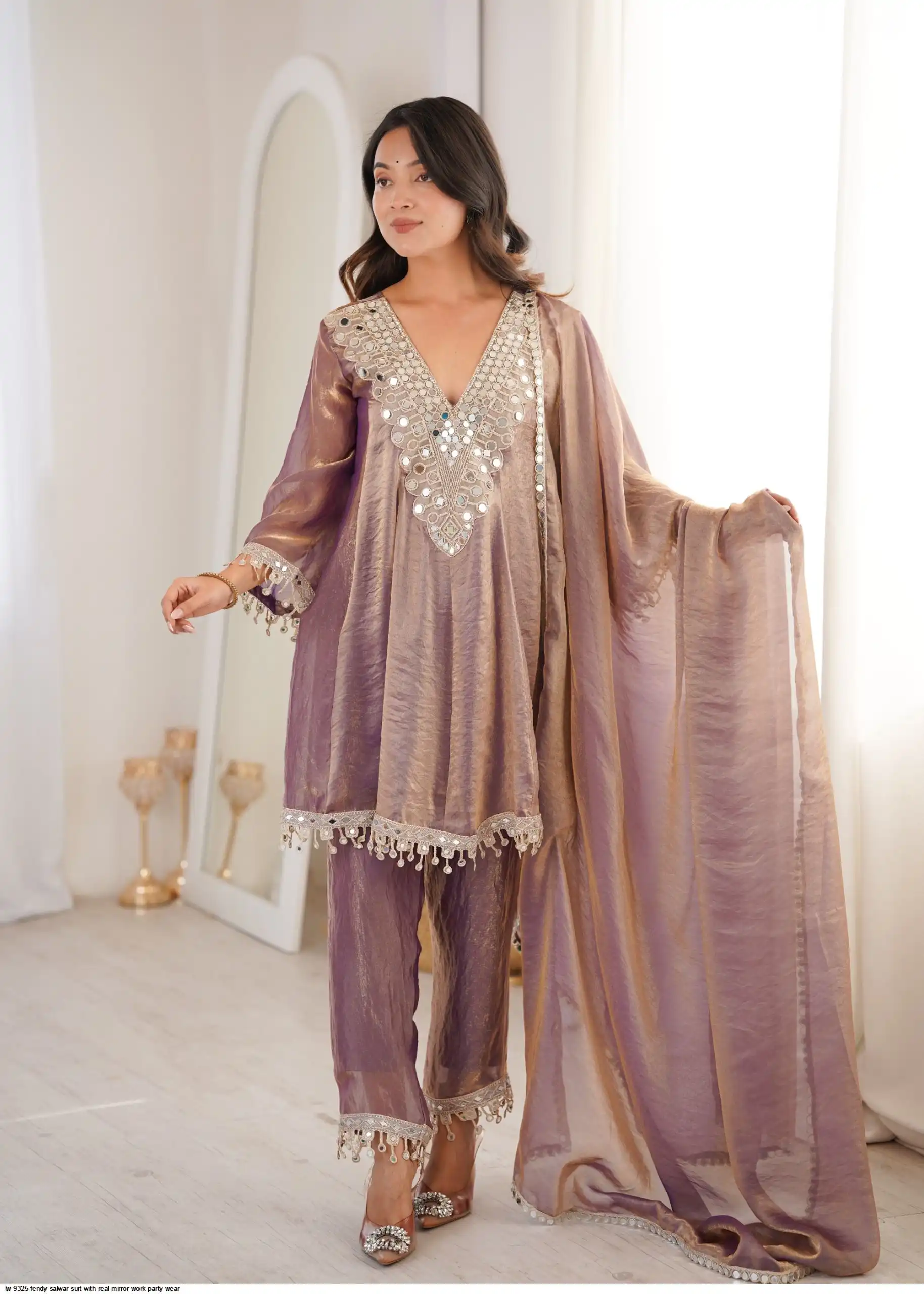 FENDY SALWAR SUIT WITH REAL MIRROR WORK PARTY WEAR