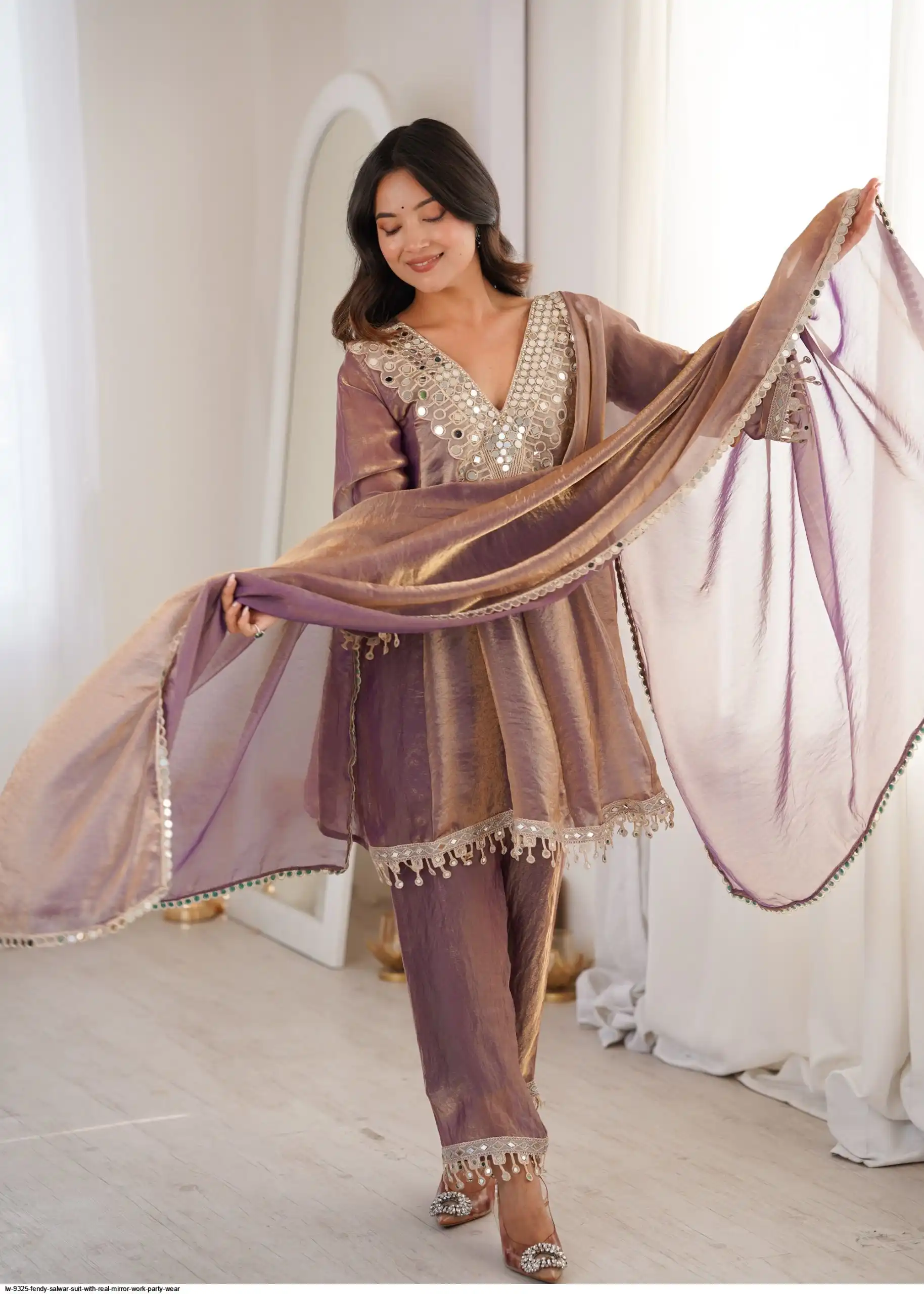 FENDY SALWAR SUIT WITH REAL MIRROR WORK PARTY WEAR