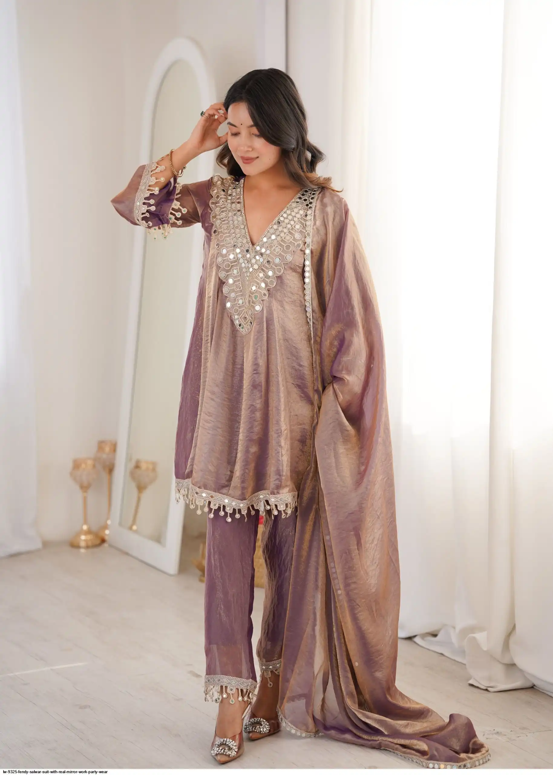 FENDY SALWAR SUIT WITH REAL MIRROR WORK PARTY WEAR
