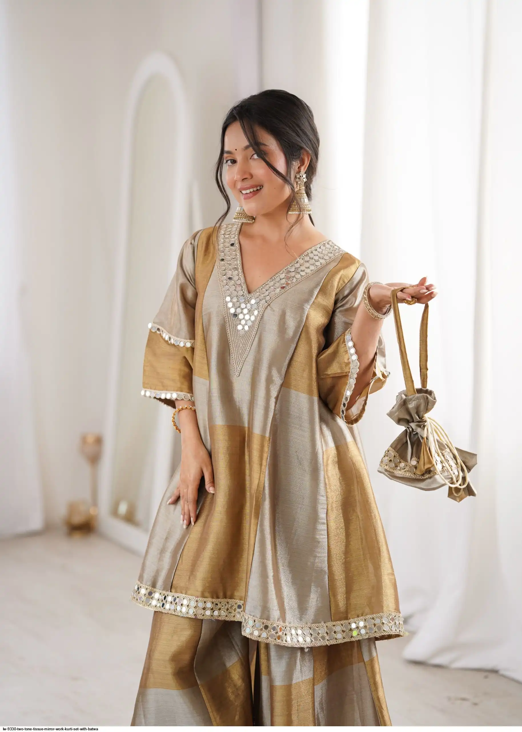 H O Fabrics with Real Mirror Embroidered work