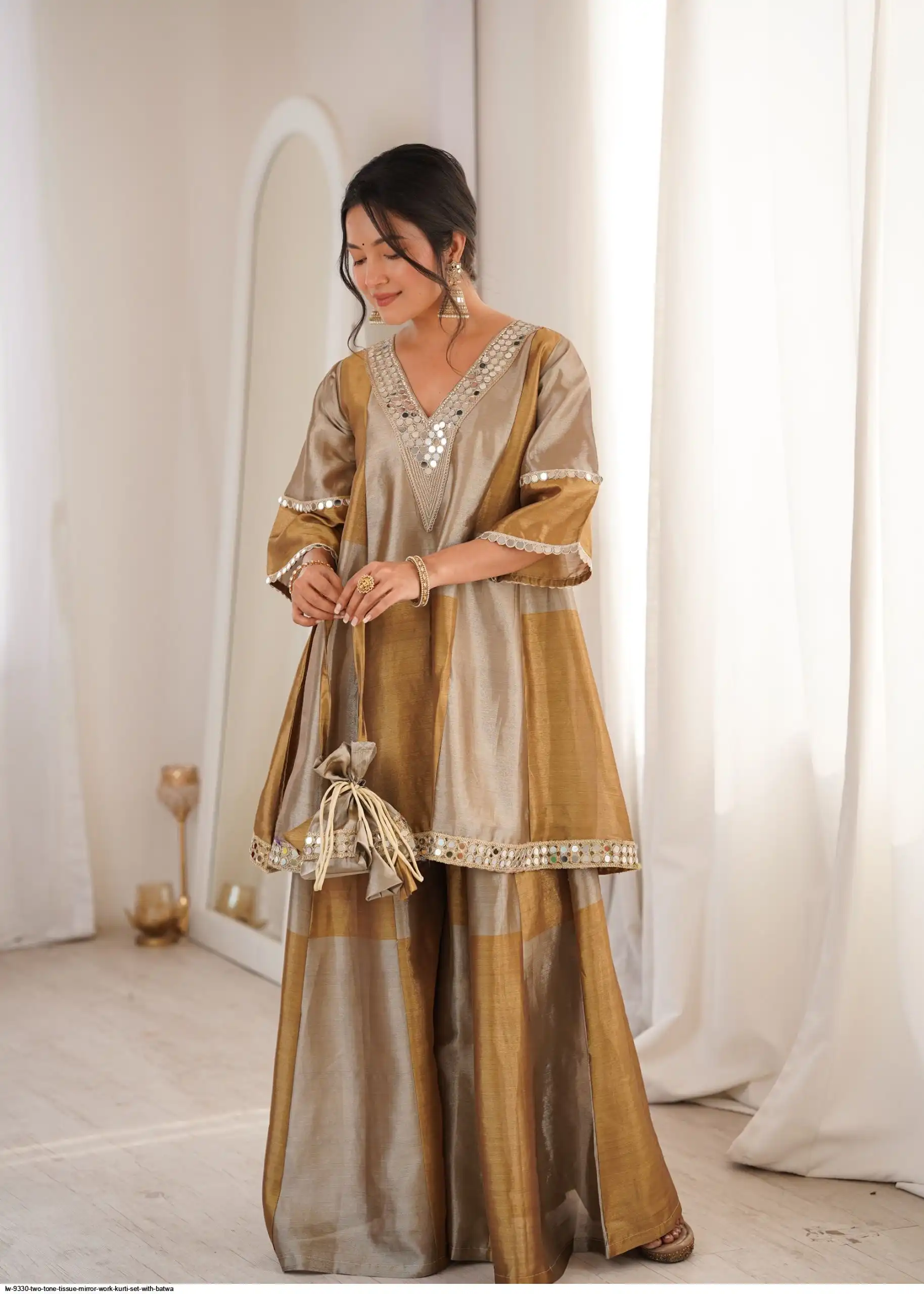 H O Fabrics with Real Mirror Embroidered work