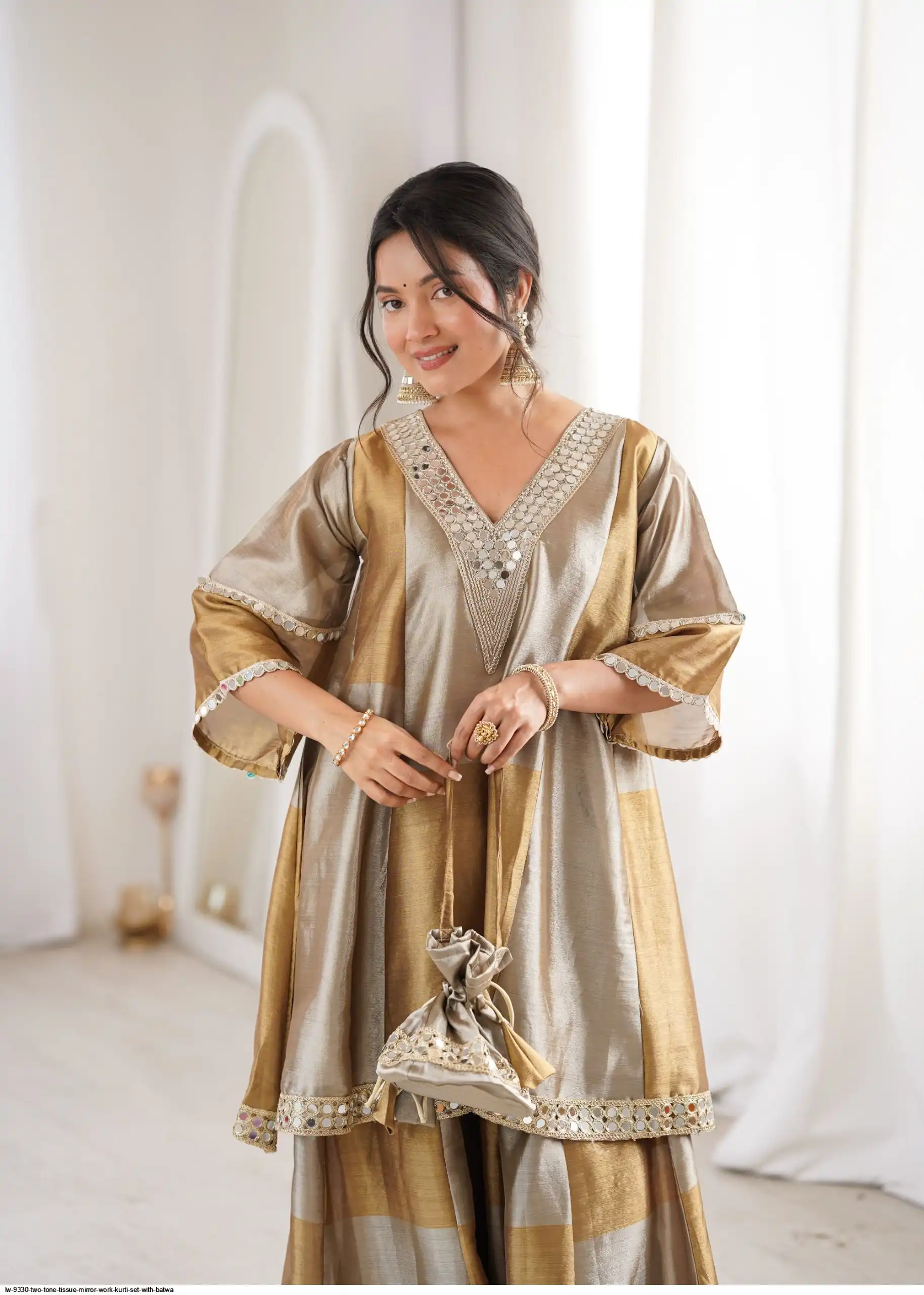 H O Fabrics with Real Mirror Embroidered work