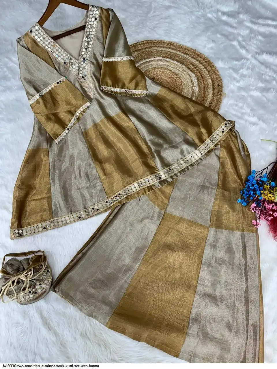 H O Fabrics with Real Mirror Embroidered work