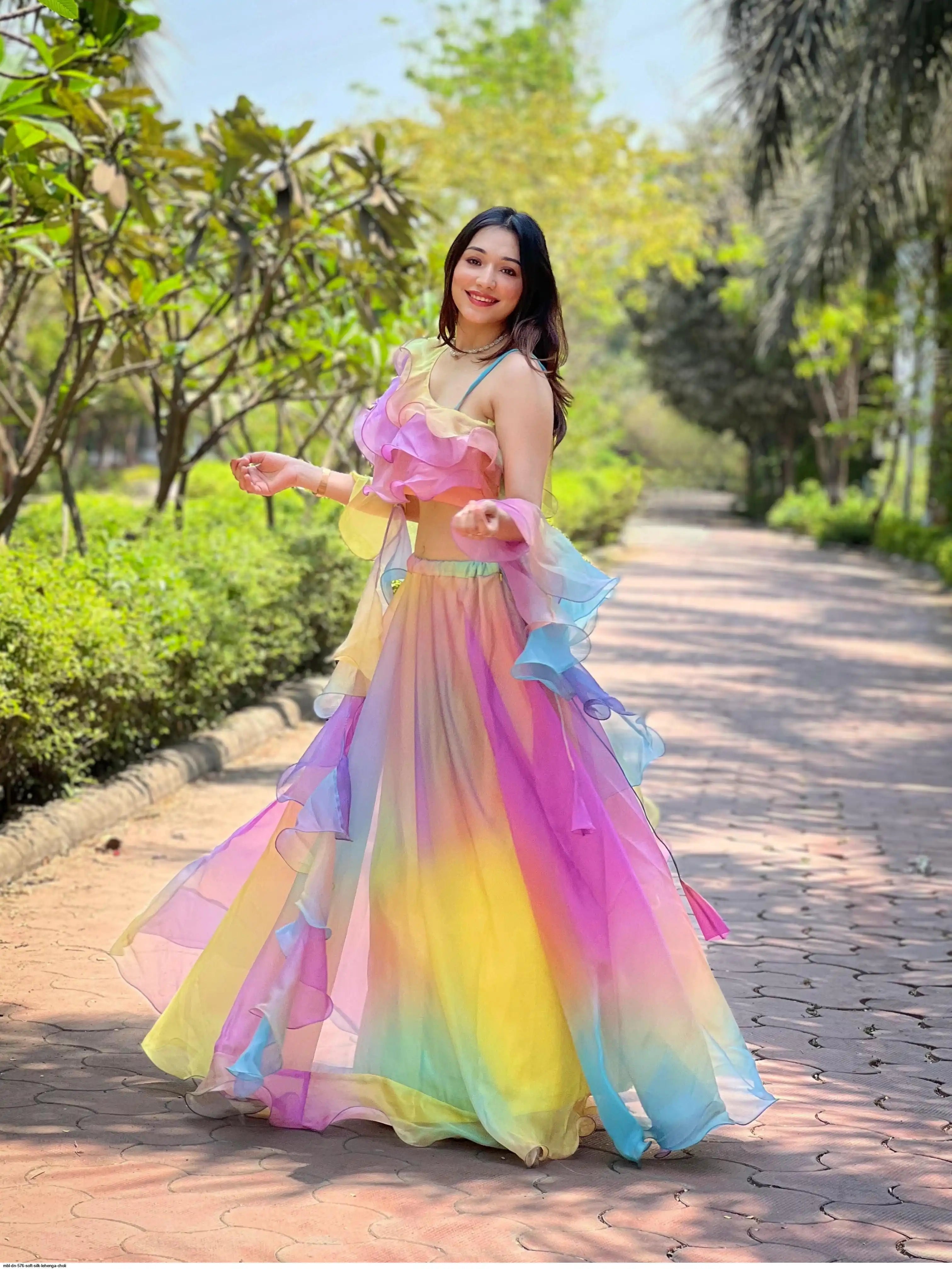 Multi Colour Organza Printed Festival Wear Readymade Choli