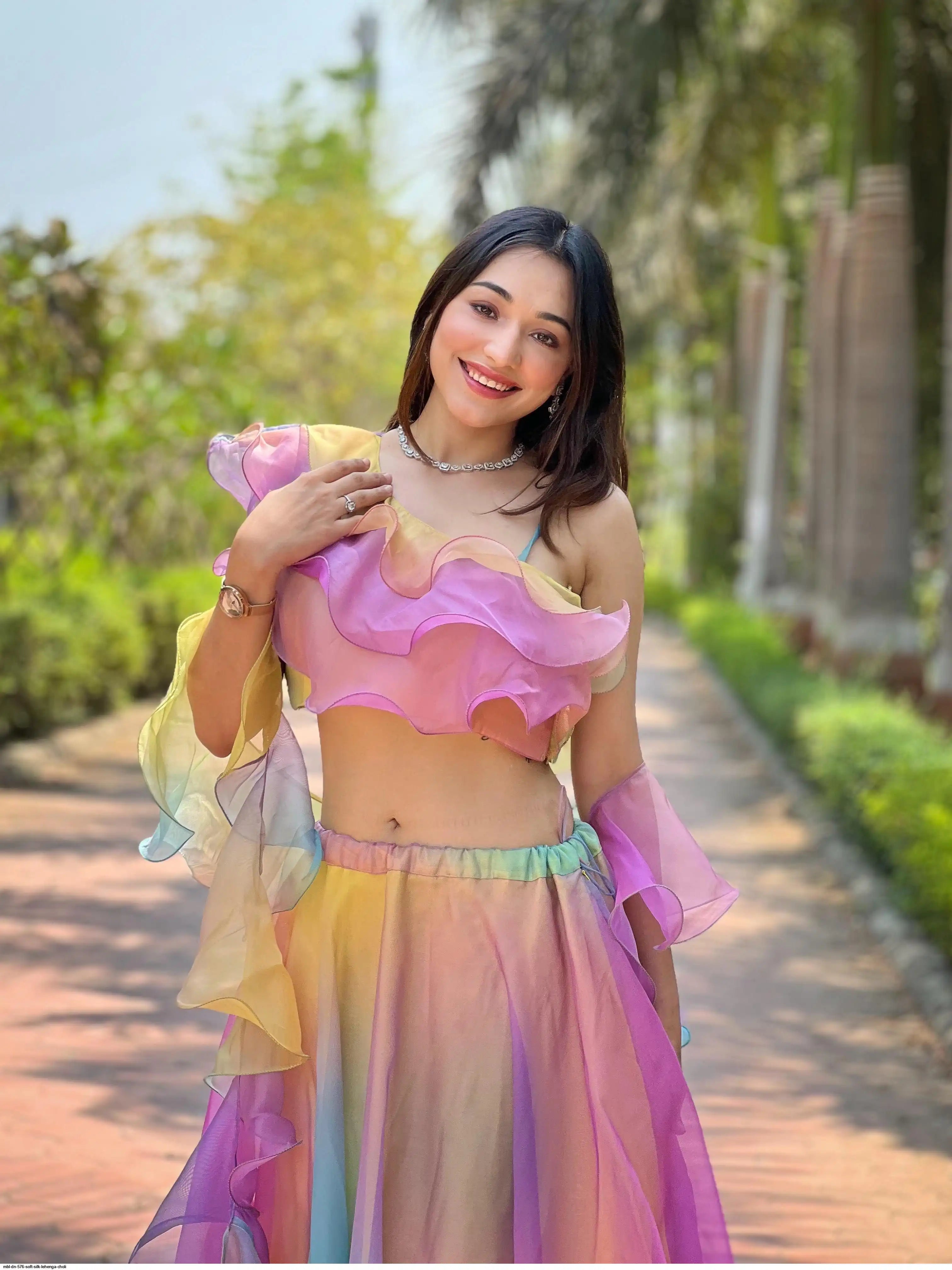 Multi Colour Organza Printed Festival Wear Readymade Choli