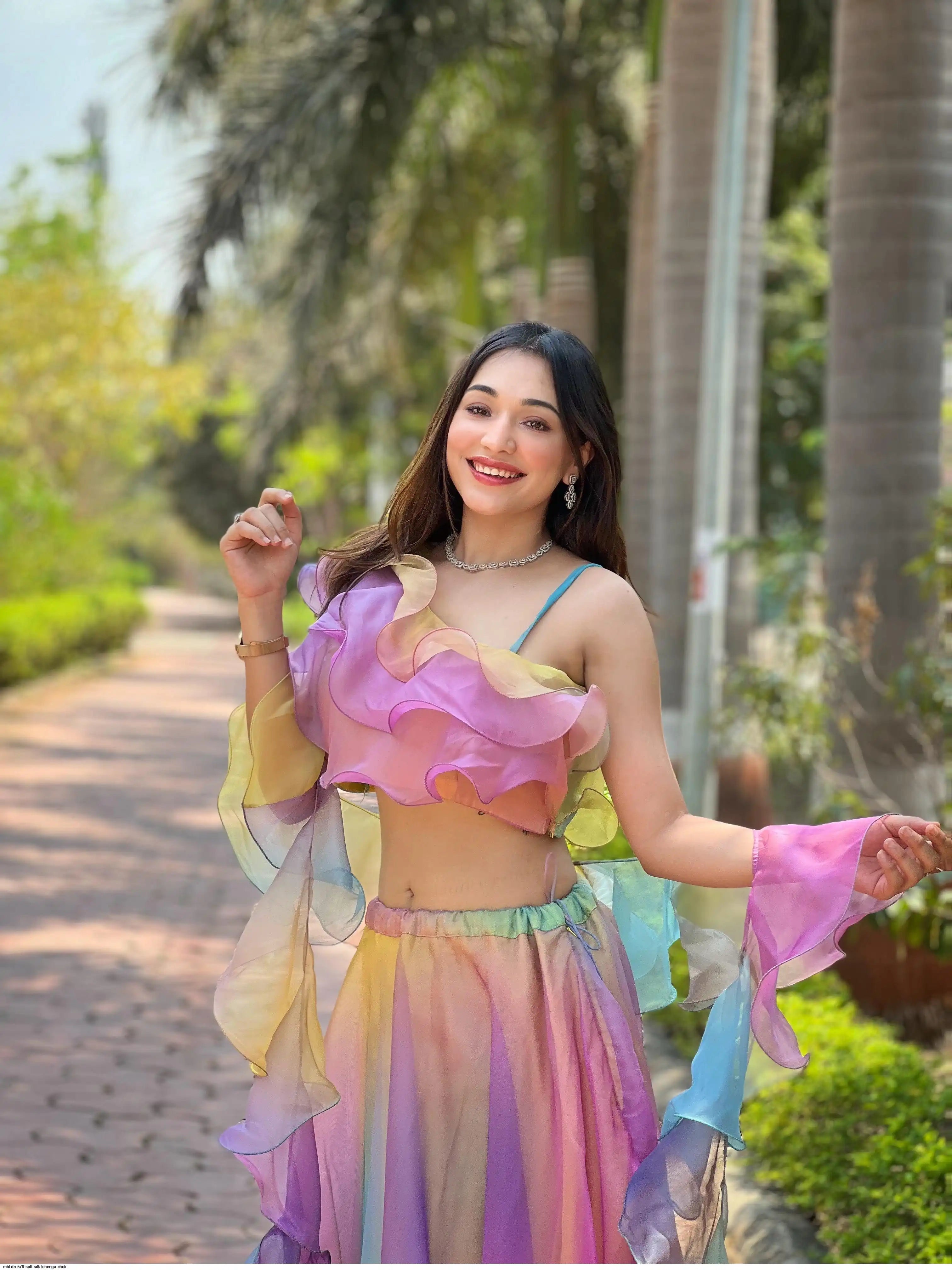 Multi Colour Organza Printed Festival Wear Readymade Choli