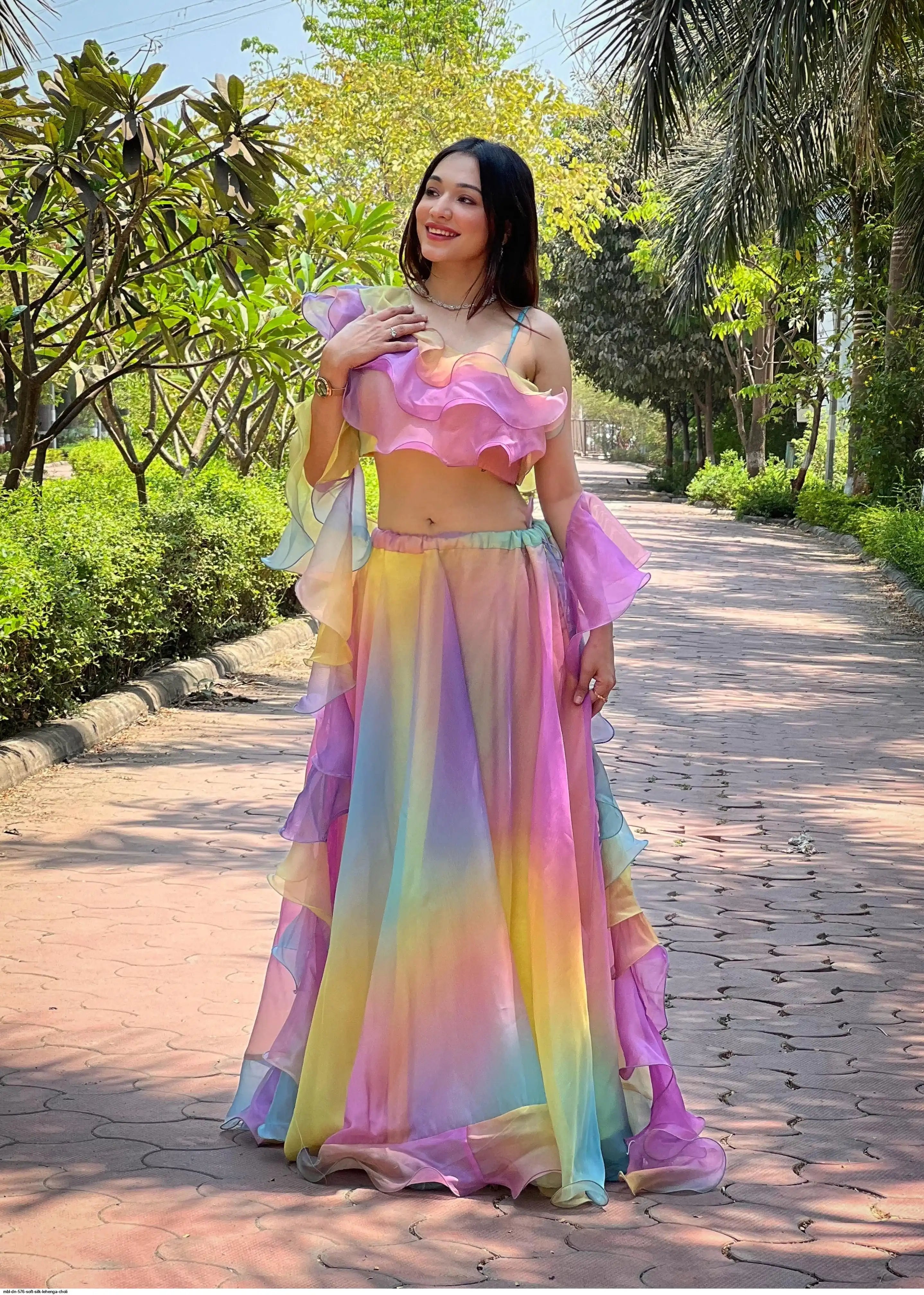 Multi Colour Organza Printed Festival Wear Readymade Choli