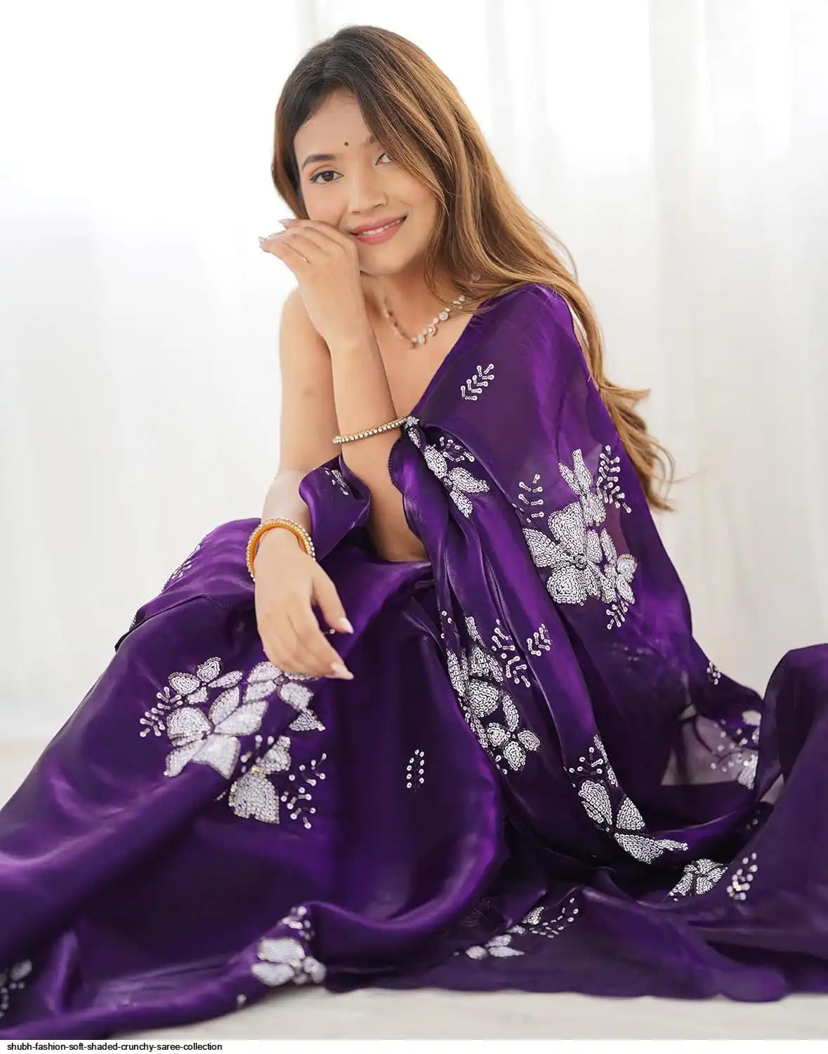 Elegant Golden Bloom Embroidered Designer Organza Saree for Women