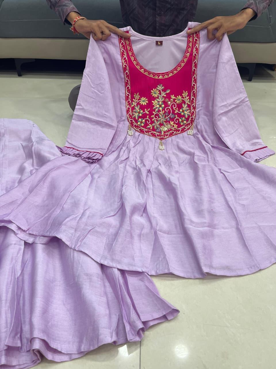 Premium Embroidered Sharara Cord Kurta Set